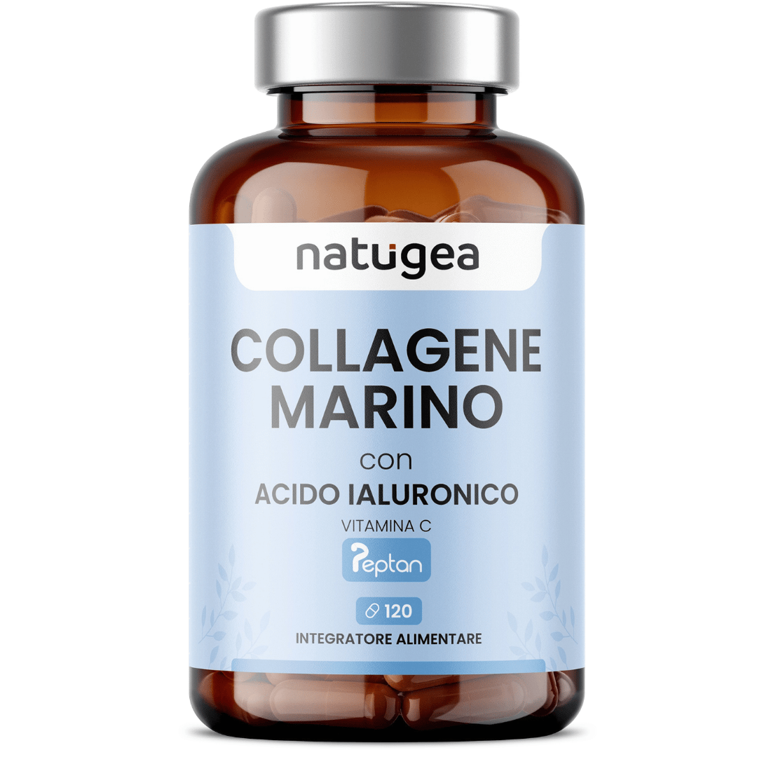 Collagene Marino Idrolizzato Natugea con Acido Ialuronico e Vitamina C – 120 capsule