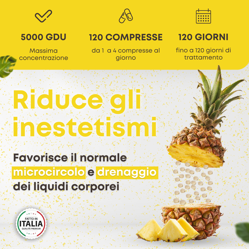 Bromelina 5000 GDU/g da Ananas – 120 compresse vegane