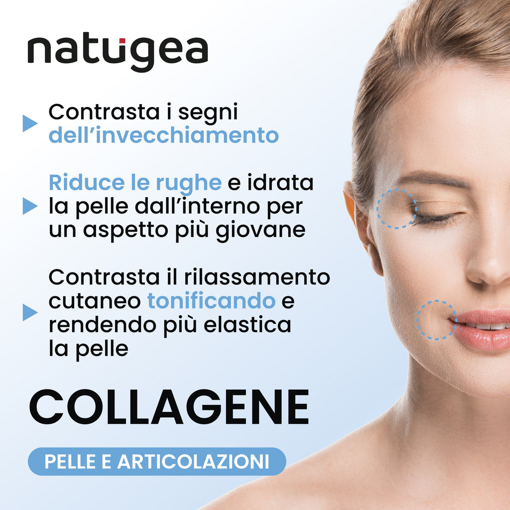 Collagene Marino Idrolizzato Natugea con Acido Ialuronico e Vitamina C – 120 capsule