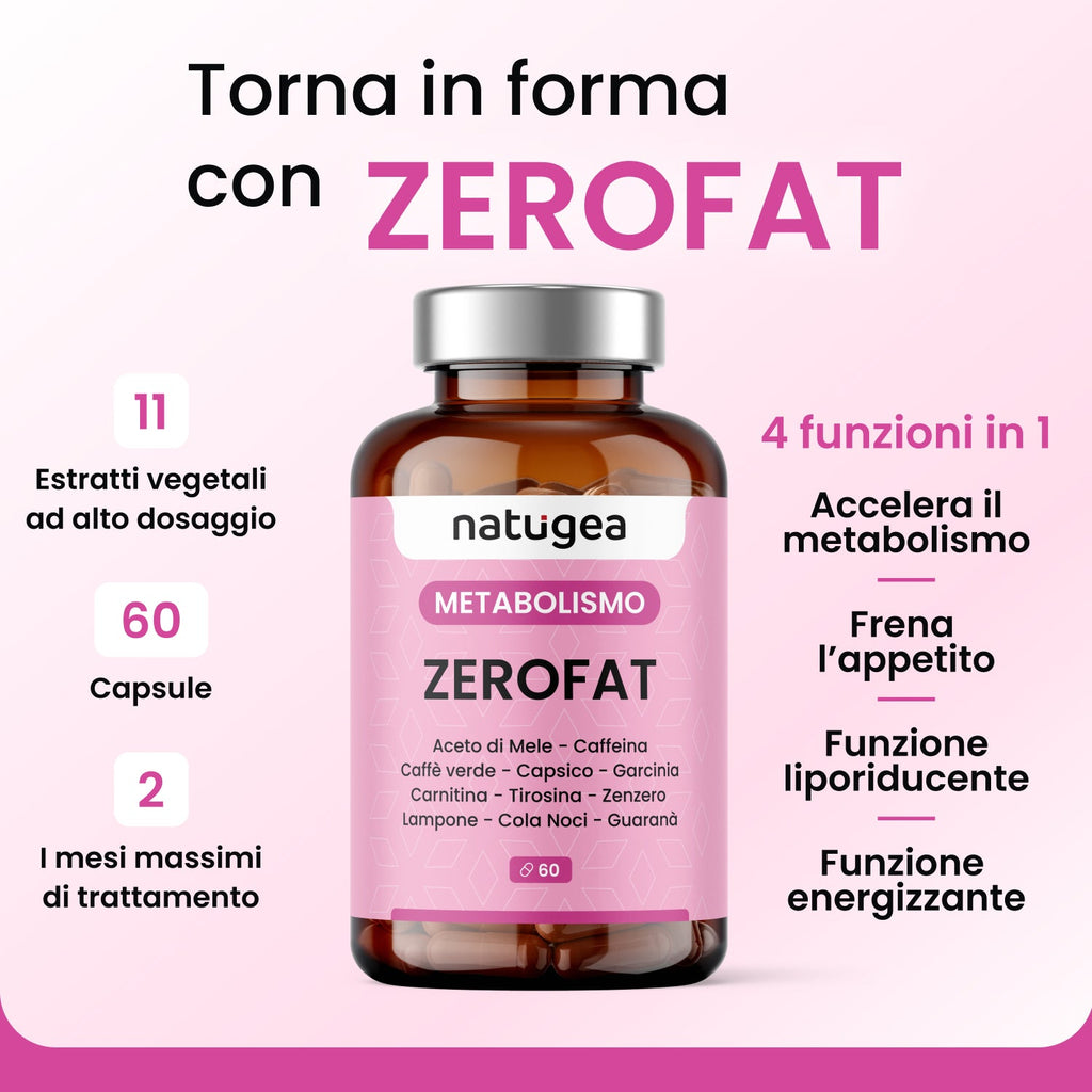 ZEROFAT® Natugea – Integratore con Guaranà, Caffeina e Caffè Verde – 60 capsule