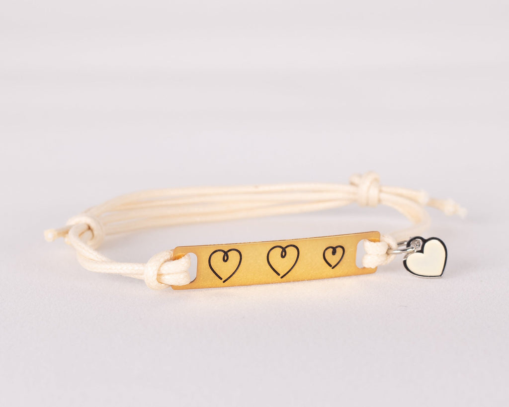 Braccialetto donna beige tag cuori