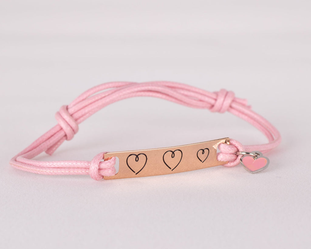 Braccialetto donna rosa tag cuori