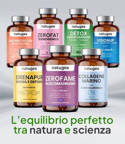 Selezione di integratori Natugea, brand italiano dedicato al benessere quotidiano, su Delmire